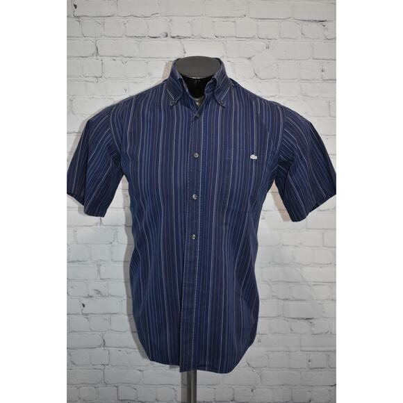 Lacoste Button Up Dress Shirt Mens Size Small or 39 Blue Cotton Front Pocket - Picture 6 of 7